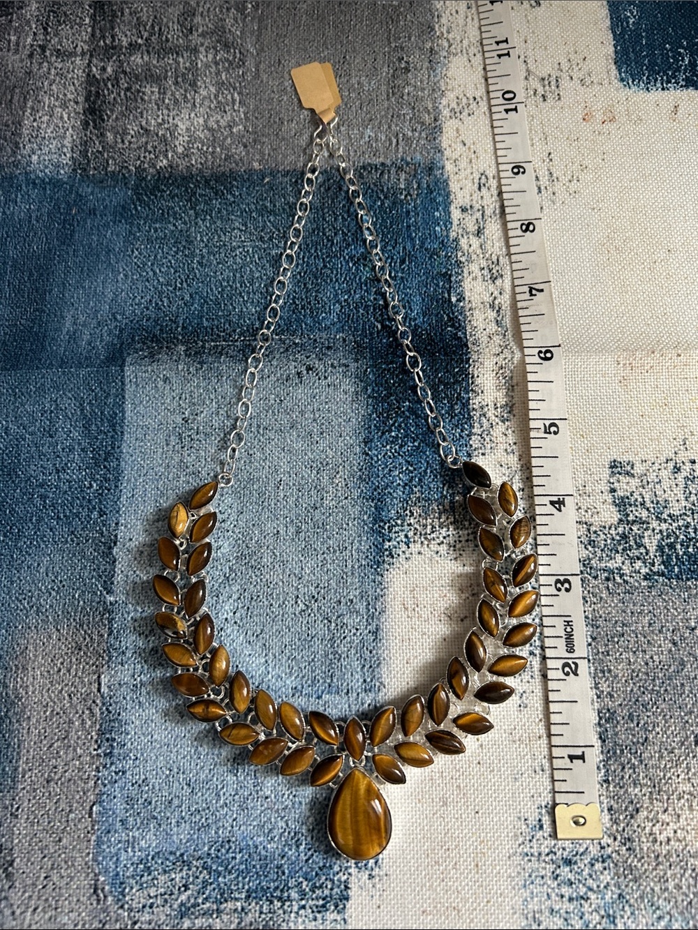Sterling Silver Tigers Eye Gemstone Necklace - Picture 4 of 10